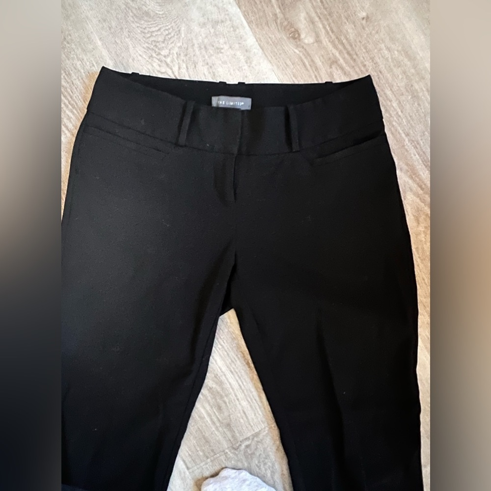 Black straight leg trousers